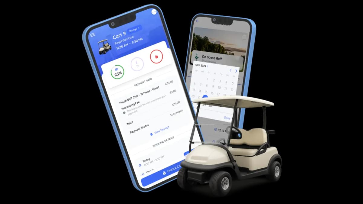 IOTee nyckelfri uthyrning — boka och betala golfbil via mobilapp